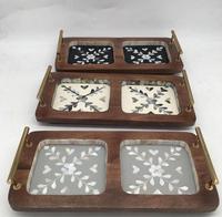 Meist verkaufte Holz & Perlmutt Inlay Luxus plattierte Serviert abletts Schüssel Platten Lade platte hand gefertigt mit Gold griff