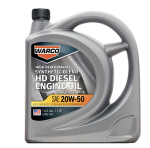 Huile moteur diesel WARCO, mélange synthétique haute performance, anti-usure, SAE 20W-50 CI-4/SL, lot de 3, 5 quarts - Product Image 1