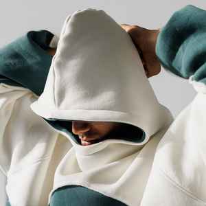 Oversize Heavyweight Hoodie Hombres Multi Panel Drop Shoulder Pullover Hood Mens Mid-Weight Baggy Hoodies Hombres - Product Image 4