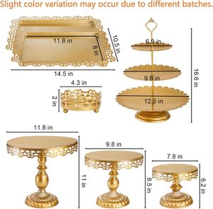 Ensemble de supports à gâteaux en métal charmant, conçu pour une scène de table festive avec une assiette surélevée structurée qui améliore l'accentuation visuelle lors des fêtes - Product Image 4