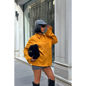 Veste en daim moutarde pour femme - Product Image 4