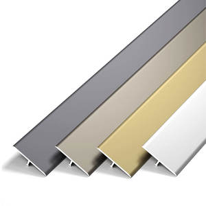 Perfil de Borde de Azulejo en Forma de T de Aluminio con Acabado Dorado Cepillado, Moderno Perfil de Borde de Piso Exterior para Transiciones de Azulejos - Product Image 1