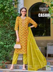 Maruti Fashion Exclusivo Heavy Rayon Foil Print Kurta Pant Set Bordado Trabajo Gasa Dupatta Nueva ropa India pakistaní - Product Image 4