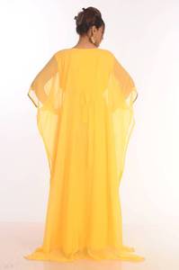 ชุดเดรสยาวถึงพื้นสีเหลืองดูไบโมรอคแคนฟาราอะบายามาซี่สไตล์โมเดิร์นแฟนซี - Product Image 4