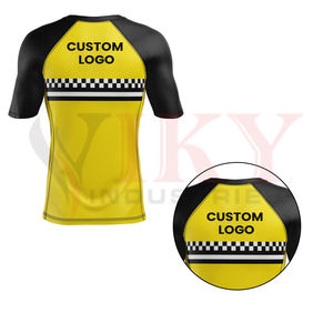 Camiseta de Protección Solar para Adultos, Nueva, Moderna y Cómoda, en Contraste de Color Negro y Amarillo, Fabricada en Poliéster/Nailon con Impresión por Transferencia de Calor - Product Image 5