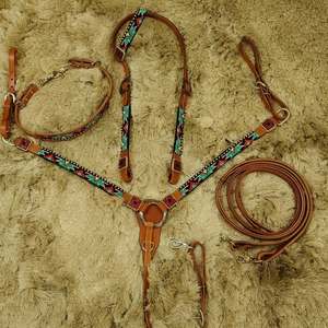 Ensemble de clous de cheval Western de luxe Design Premium Headstall Collier de poitrine pour l'équitation Ensemble complet de chevaux de trait - Product Image 1