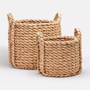 Cesta de bambu multifuncional para lavanderia, cesta de lavanderia para lavanderia, decoração, plantas, vasos, sala de estar, alta qualidade e artificial, 100%