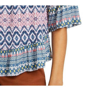 Top da Donna Style Co con Stampa Floreale e Leopardata, Spalle Scoperte, Colletto Arricciato, in Chiffon Lungo, Stile Coreano, Taglia XL, per Primavera/Estate - Product Image 3