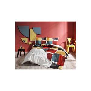 Ensemble de housse de couette simple Leo Mustard Taç Ranforce - Product Image 1