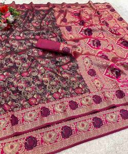 1 ATRACTIVA KANJIVARAM SEDA SUAVE ZARI TEJIDO SAREE CON BLUSA SIN COSTURA ROPA DE BODA PRECIO AL POR MAYOR ROPA ÉTNICA SAREE SEDA - Product Image 2