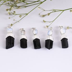 Vente en gros de pendentifs en argent sterling 925 faits à la main pierre de lune noire tourmaline or jaune pour bijoux chrétiens idée cadeau - Product Image 1