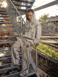 เสื้อฮู้ดแบบสวมหัวผ้าฝ้าย100% เฮฟวี่เวทปักโลโก้กำหนดเองพิมพ์ลายขนแกะมีสไตล์ - Product Image 4