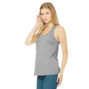 Bella Canvas 6008 White WOMEN'S JERSEY RACERBACK TANK 90% Airlume combed and ring-spun cotton, 10% polyester breathable Tank Top