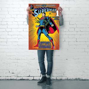 Modern Style Superman <b>Poster</b> Comic Cover with Kryptonite and Nevermore Paper Wall Art - Product Image 3