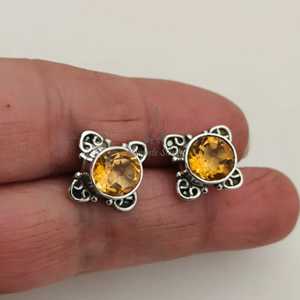Pendientes de Citrino en Plata de Ley 925, Joyería Artesanal con Piedras Preciosas, Estilo Bohemio, Engaste de Bisel, Regalo para Aniversario y Fiesta - Product Image 4