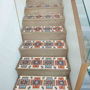 Tapis imprimé à motifs géométriques, design ethnique, orange, moderne, antidérapant, tapis d'entrée - Product Image 2