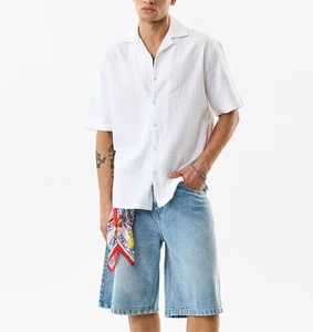 Chemise de plage à manches courtes de style hawaïen personnalisée, col cubain, chemise à boutons ample et vintage pour homme, décorée de coquillages - Product Image 5