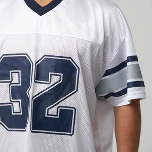 เสื้อเจอร์ซีย์ตาข่ายสไตล์สตรีทแวร์ฤดูร้อน แบบสปอร์ต สกรีนชื่อและหมายเลขได้ เสื้อเจอร์ซีย์ตาข่ายสไตล์เรโทร ทรงบ็อกซี่ ฟิตแบบครอป เสื้อแฟนคลับอเมริกันฟุตบอล - Product Image 3