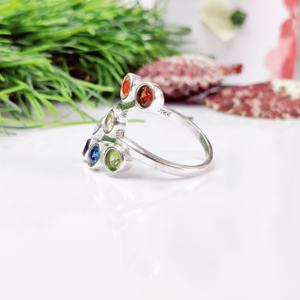 Bague en pierre chakra à facettes bague en pierre chakra légère bague en pierre multi - Product Image 2