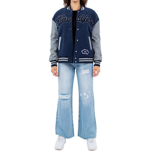 Femmes Casual Crop Varsity Vestes À Manches Longues En Détresse Boutonné Extensible En Cuir Laine Doublure Imperméable En Gros Approvisionnement - Product Image 6
