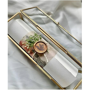 Newly Hot Selling Metal Frame Clear Glass Invitation <b>Card</b> <b>Box</b> Holder Gold Finished Rectangular Shaped for <b>Gift</b> Products - Product Image 5