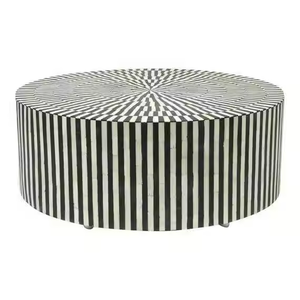 Elegante bandeja de muebles con incrustaciones de hueso, lujosa artesanía de acento de media luna - Product Image 1