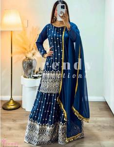 DESIGNER PARTY WEAR <b>KURTI</b> AND SARARA WITH FANCY DUPPATA - Product Image 5