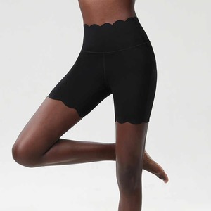 Pantalones cortos de gimnasio para mujer de alta calidad Spandex/Material de nailon Cintura alta Cierre elástico Patrón sólido - Product Image 4