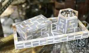 Portavelas de madera ecológico de nácar para meditación, relajación y decoración del hogar - Product Image 3