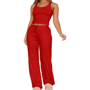 Femmes décontracté Sports d'hiver ensemble de vêtements de sport couleur unie tricot Compression Yoga pantalon à manches courtes haut court lavé Gym - Product Image 1