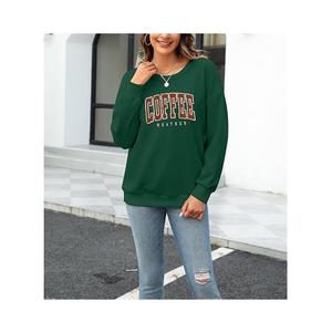 Wholesale Luxury <b>Long</b> <b>Sleeve</b> Round Neck Shoulder Slope Printed Comfortable Casual Women's Cotton Sweatshirt From Bangladesh - Product Image 2