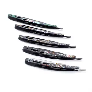 Maquinilla de afeitar recta de etiqueta privada Moq bajo, maquinilla de afeitar de Metal galvanoplastia con logotipo personalizado para hombres, maquinilla de afeitar para Barba con caja para hombres - Product Image 4