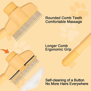 หวีสำหรับแมวและสุนัขแบบทำความสะอาดตัวเอง ฟันสแตนเลส ปุ่มปลดง่าย ปลอดภัยสำหรับกำจัดขนสัตว์เลี้ยง ดูแลขน กำจัดขนหลุดร่วง แก้ปัญหาขนพันกัน - Product Image 4