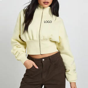 เสื้อสเวตเชิ้ตผู้หญิงแขนยาว ดีไซน์โลโก้ตามสั่ง ปลายแขนแบบริบ ดีไซน์สวมใส่สบาย บุด้วยผ้าฟลีซเนื้อนุ่ม พร้อมซิปปิด - Product Image 1