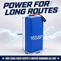 Paquete de Baterías de Litio de 60V 20Ah 18650 para Motocicleta Eléctrica, BMS Integrado 16S8P para Scooter y Bicicleta Eléctrica