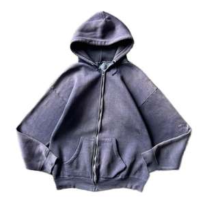 Custom Quality Vintage Oversized Distressed Sweatshirt Acid Washed Hoodie Drawstring Embroidered Sun Faded <b>Denim</b> <b>Jacket</b> Hoodie - Product Image 4