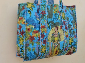 Main bloc imprimé indien à la main coton Shopping sac fourre-tout femmes sac fourre-tout à la main bloc imprimé matelassé sac à bandoulière' - Product Image 4