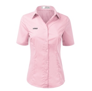 Camisas de vestir informales para exteriores de Color negro liso de algodón 100%, camisas de vestir formales personalizadas para mujer, OEM - Product Image 5