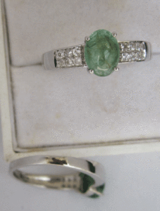 Shah Gems Handmade 925 Sterling <b>Silver</b> <b>Ring</b> for Women Natural <b>Emerald</b> and White Topaz Oval Cut for Engagement Men's Jewelry - Product Image 1