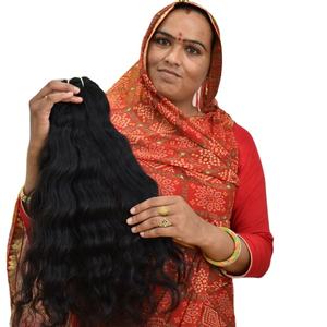 Extensiones de cabello virgen Remy sin procesar 100%, mechones ondulados de Color negro sedoso, Templo Vietnamita, proveedor indio, cabello humano - Product Image 2