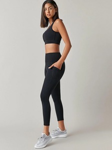 Women <b>Seamless</b> Yoga Set Solid Color Workout Gym Wear Fitness <b>Leggings</b> and Sports Bra Set - Product Image 3