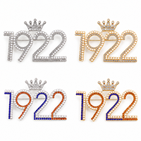 Broche de revers personnalisée Sigma Gamma Rho 1922 avec lettres et chiffres en cristal, 4 styles, perles et strass, couronne, pour sororité grecque