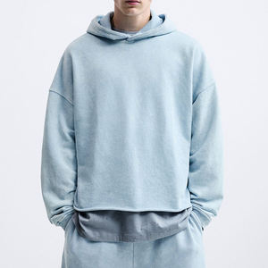 Sweat à capuche oversize pour homme en molleton 100% coton, respirant, avec lavage vintage personnalisé, épaules tombantes et ourlet brut, style streetwear, offre ODM pour l'hiver - Product Image 6