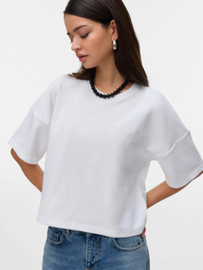 Camisetas sueltas de mujer con cuello redondo de Color sólido de alta calidad, ropa de verano de alta calidad, camisetas femeninas - Product Image 5