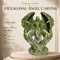 Estatua de Ángel Hexagonal de Cristal Natural, Tallado en Jade Blanco Pulido para Decoración Espiritual, Regalos y Coleccionistas