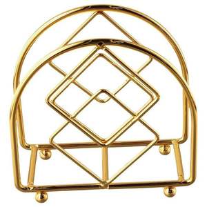 Porte-mouchoirs élégant en acier inoxydable plaqué or, durable et fait main, accessoire de table élégant pour la cuisine, la salle à manger, usage quotidien - Product Image 5