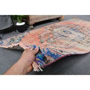 Vintage Orange Beige Wool <b>Rug</b> 3.6 X 7.5 ft Turkish Classic Large Area Patchwork Design for <b>Bedroom</b> Rectangle Hallway Latex - Product Image 3