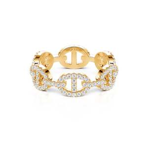 Jeulia Minimalist Gold Pave Anchor Chain <b>Ring</b> with Zircon Gemstone - Product Image 1
