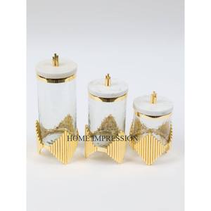 Tarro de almacenamiento de utensilios de cocina de la mejor calidad, tapa martillada de tamaño mediano de Metal y vidrio para utensilios de cocina, botes de comida, artículos de cocina - Product Image 6