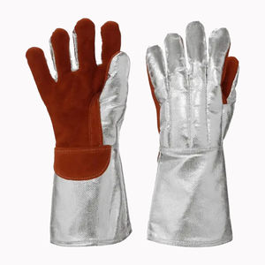 Guantes de soldadura antiquímicos de cuero de vaca duraderos 100% resistentes al desgarro transpirable longitud personalizable para hombres industriales - Product Image 1